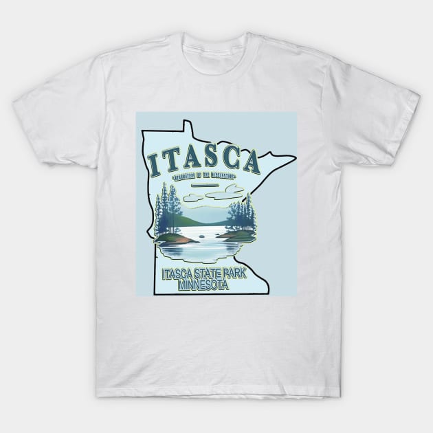 Funny Itasca State Park Minnesota Vintage Travel Decal T-Shirt by masterpiecesai